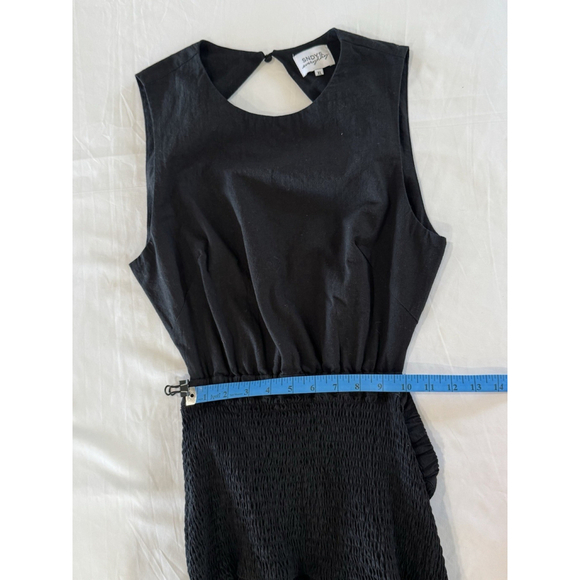 SNDYS Black Cotton Cutout Smocked Maxi Dress Boho Minimalist Size XL - Picture 10 of 15